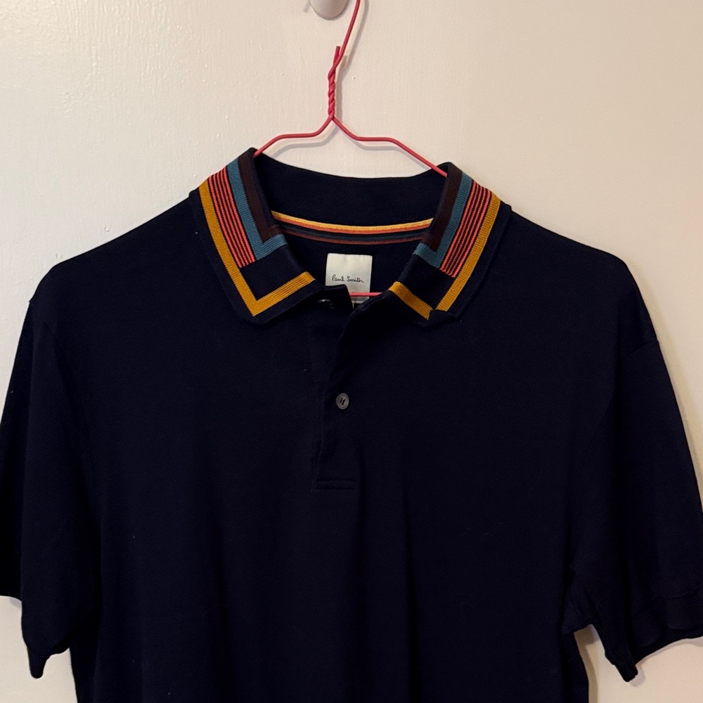 Paul Smith Black Shirt with Striped Collar